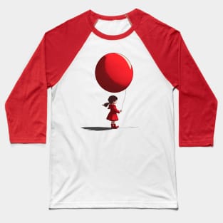 Little Girl With Big Red Balloon Baseball T-Shirt